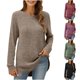 thumbnail image 1 of Sudaderas para mujer,Top informal holgado de cuello redondo para mujer, tejido acanalado cepillado, escote en V, bajo redondeado, 95 % poliéster, 5 % elastano, uso diario, sopatenor, 1 of 8