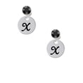 thumbnail image 2 of Delight Jewelry Silvertone Large Script Letter - X - 3/4'' Disc - Black Crystal Clip on Earrings, 2 of 5