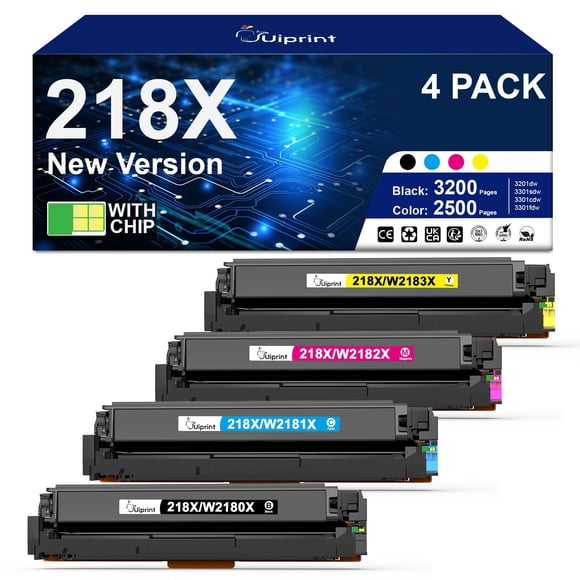 Cartuchos de tóner Uiprint 218X, paquete de 4, compatibles con HP