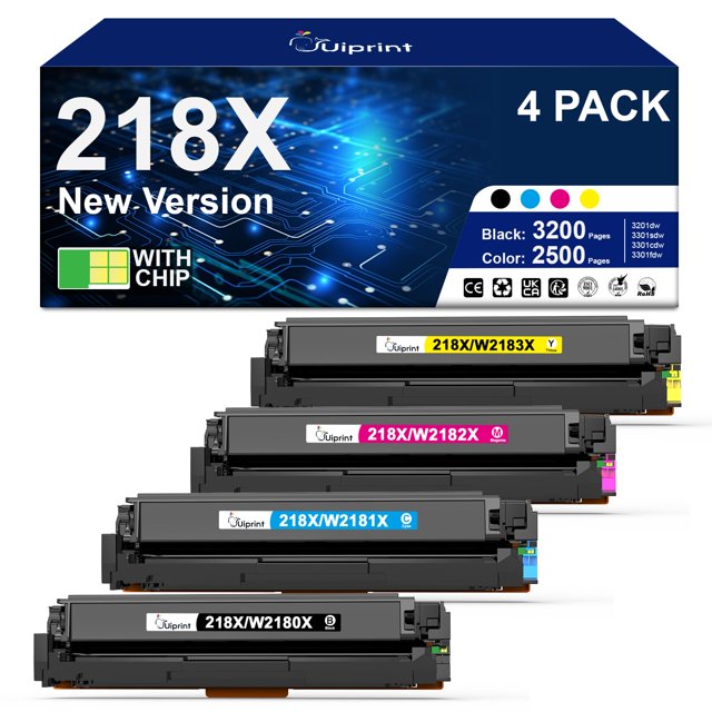 Cartuchos de tóner Uiprint 218X, paquete de 4, compatibles con HP