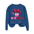 thumbnail image 3 of successthop Crew Neck Sweatshirts Women Valentine Day Bow Print Casual Clothes Long Sleeve Outfits Vacation Tops M, 3 of 5