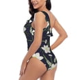 thumbnail image 4 of Rateoe Lilies Flowers Pattern Women One Piece Swimsuits Tummy Control One Shoulder Bathing Suits Ruffle Swimwear-, 4 of 6