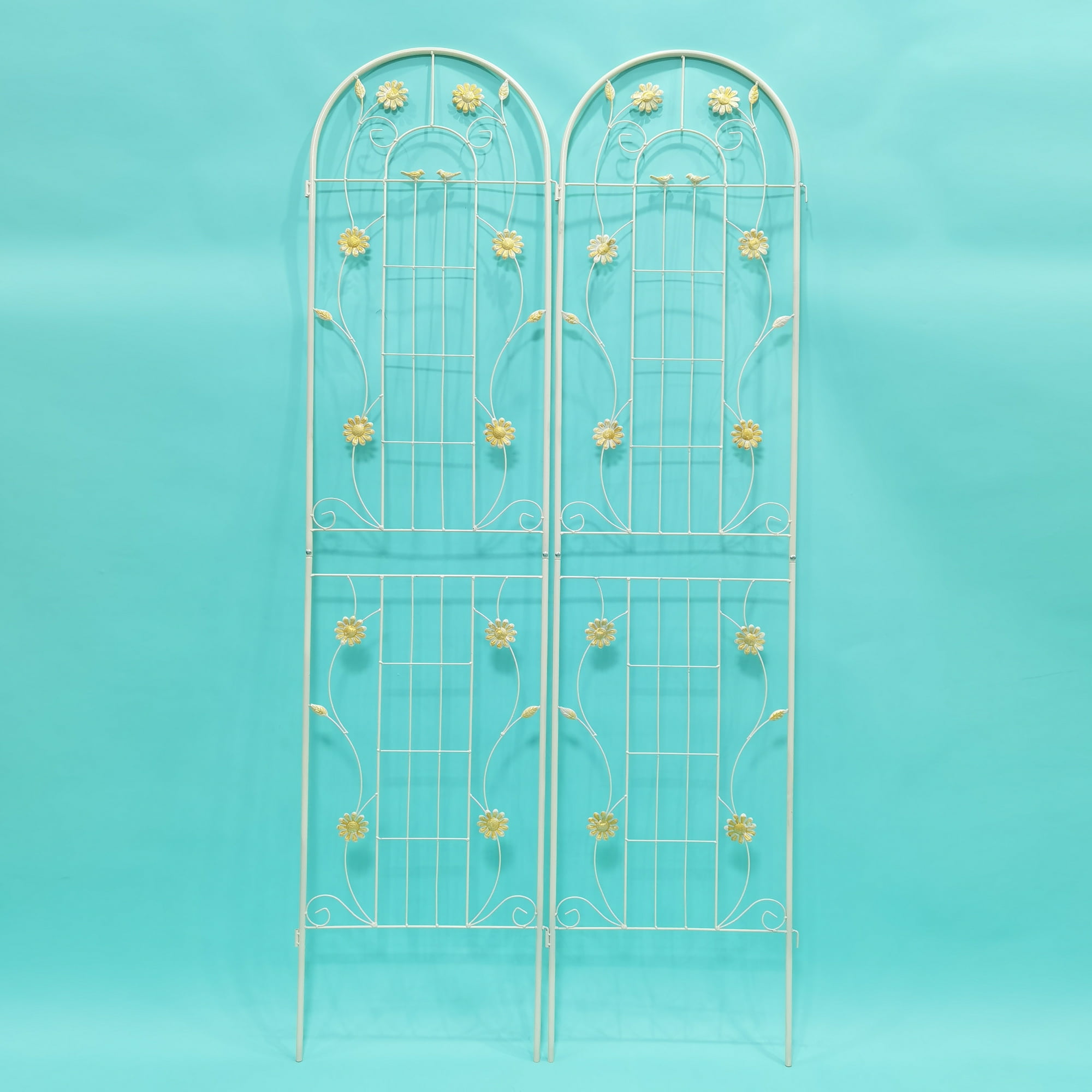 MAYEERTY 4 Pack Metal Garden Trellis 86.7 x 19.7 Inch Rustproof Climbing Plants Support Cream White Outdoor Flower