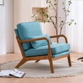 thumbnail image 3 of IVV Modern Accent Lounge Chair, Linen Upholstered Reading Armchair with Waist Pillow and Seat Cushion, for Bedroom, Living Room, Home Office, Teal, 3 of 10