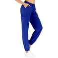 thumbnail image 4 of Minty Mint, Women's, Solid Stretch Medical Uniform Scrub Set V Neck Top Cargo Tapered Jogger Pants, Royal Blue, XL, 4 of 5