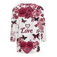 thumbnail image 5 of GA WEIHUA Clearance Deals,Women's 3/4 Sleeve Shirts Cute Love Rose Butterfly Print Tops Trendy Valentine's Day Crewneck T Shirts Casual Fashion Tops Funny Blouse(Multicolor,L), 5 of 5