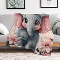 thumbnail image 5 of GXFCelephant butterfly flowers blanket, comfortable and soft, warm casual blanket, printed design, winter sofa dormitory home decoration, must-have travel product. Size is 50x60 inches., 5 of 9
