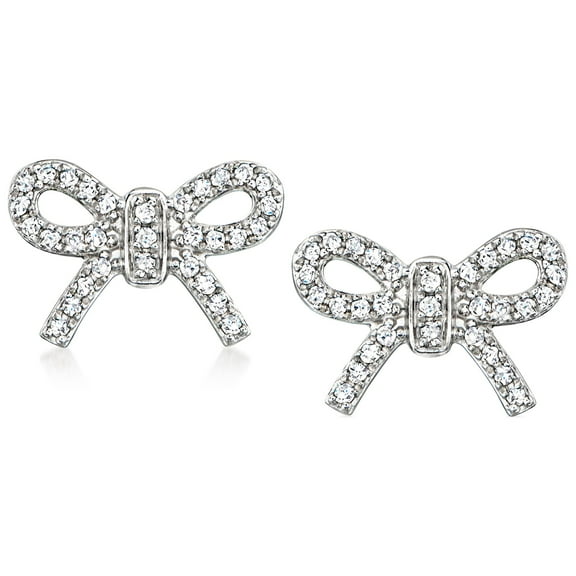Pure Collection by Ross-Simons 0.1 ct. t.w. Diamond Bow Stud Earrings in Sterling Silver, Women's, Adult