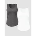 thumbnail image 2 of SHOWMALL Women's 2 Pack Flowy Tank Tops Plus Size, Lightweight Breathable Sleeveless Shirts, Scoop Neck Summer Tops -Gray & White 1X, 2 of 8