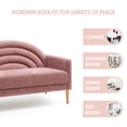 thumbnail image 4 of Loveseat Sofa for Small Spaces,49.6" Mid-Century Modern Linen Small Couch with Arched Backrest,2-Seater Upholstered Settee,600 lbs Capacity,Pink, 4 of 7