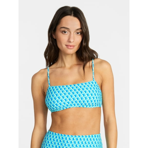 Time and Tru Women's and Women's Plus Size Geo Print Bralette Top, Sizes XS-3X, Family Swim