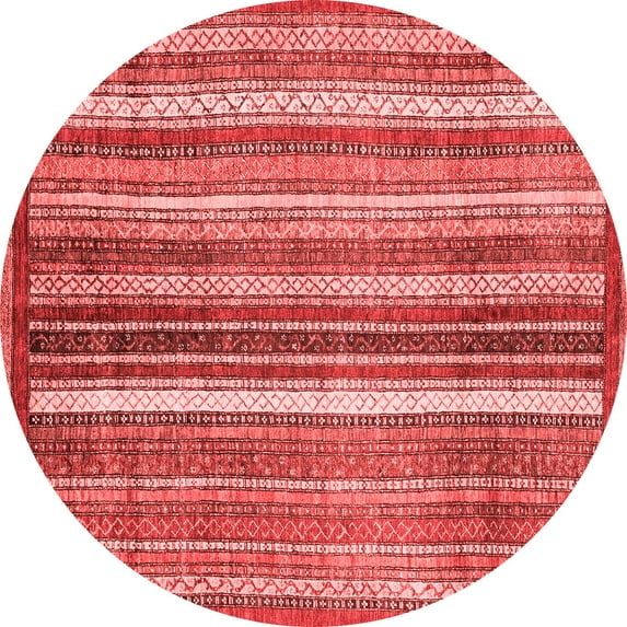 Ahgly Company Indoor Round Abstract Red Modern Area Rugs, 3' Round