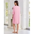 thumbnail image 5 of Ekouaer Zipper Robes for Women 3/4 Sleeves Lightweight House Coat Zip Up Bathrobe Soft Nightgown with Pockets, 5 of 6