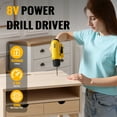 thumbnail image 4 of TLGREEN 8V Cordless Drill, 101 Pcs Home Tool Set with Drill, 3/8" Keyless Chuck, USB-C Rechargeable Power Tool Kit with Brushless Motor & Fast Charge, Yellow, 4 of 9