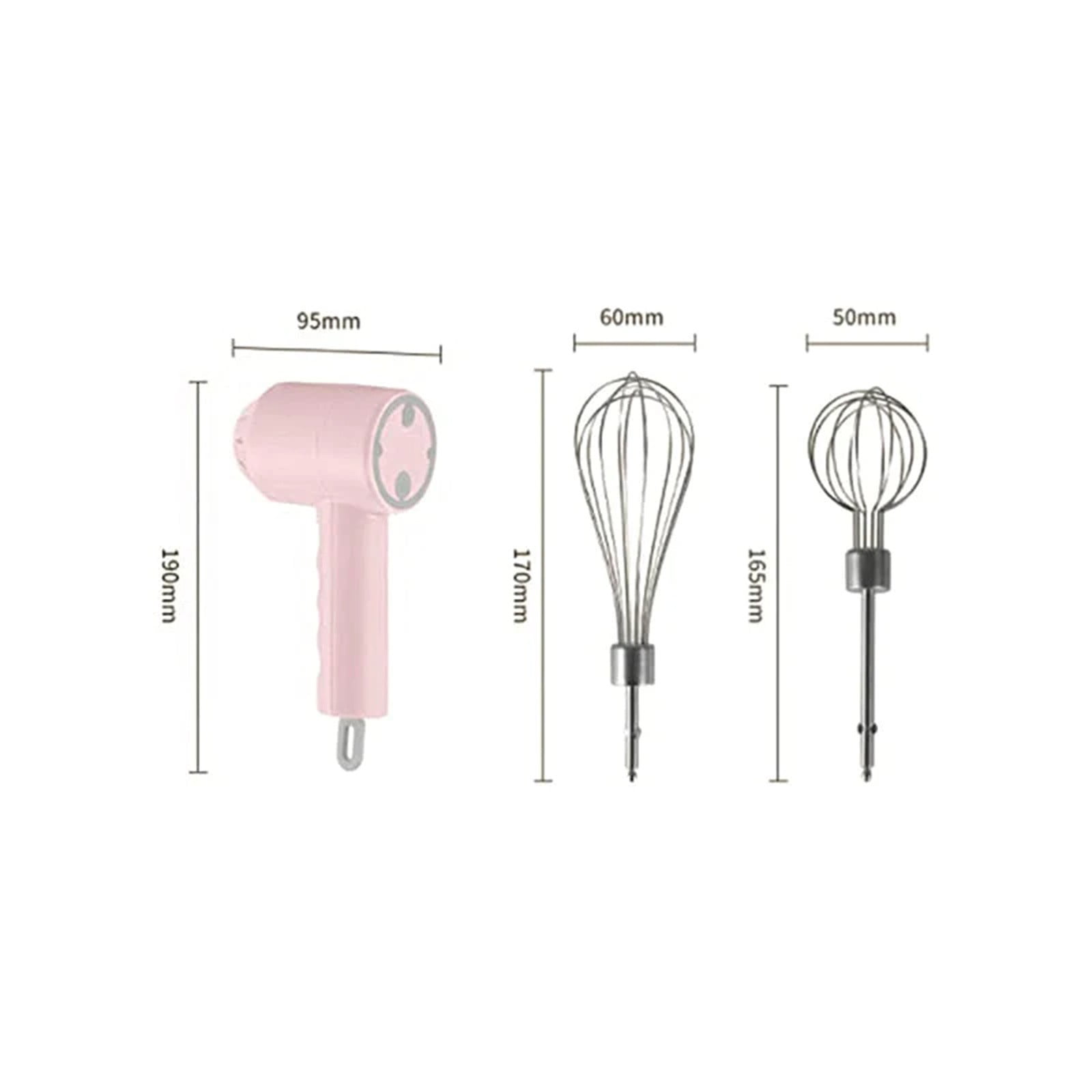 Cordless Hand Mixer with 3 Attachments - Portable Electric Blender for Mixing Eggs, Whipping Cream, and Chopping Garlic, Lightweight Multi-Purpose Food Beater for Baking and Cooking