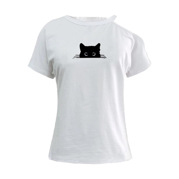 Camiseta básica con hombros descubiertos para mujer, ropa de calle, moda impresa, informal, transpirable SG
