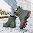 thumbnail image 3 of Womens Winter Boots Fuzzy Lined Thickened Warm Waterproof PU Leather Lace up Snow Booties Nonslip Thick Sole Outdoor Hiking Shoes AG Size 7.5, 3 of 7