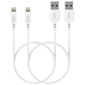 onn. Lightning to USB Cables, White, 3 ft, 2 Pack