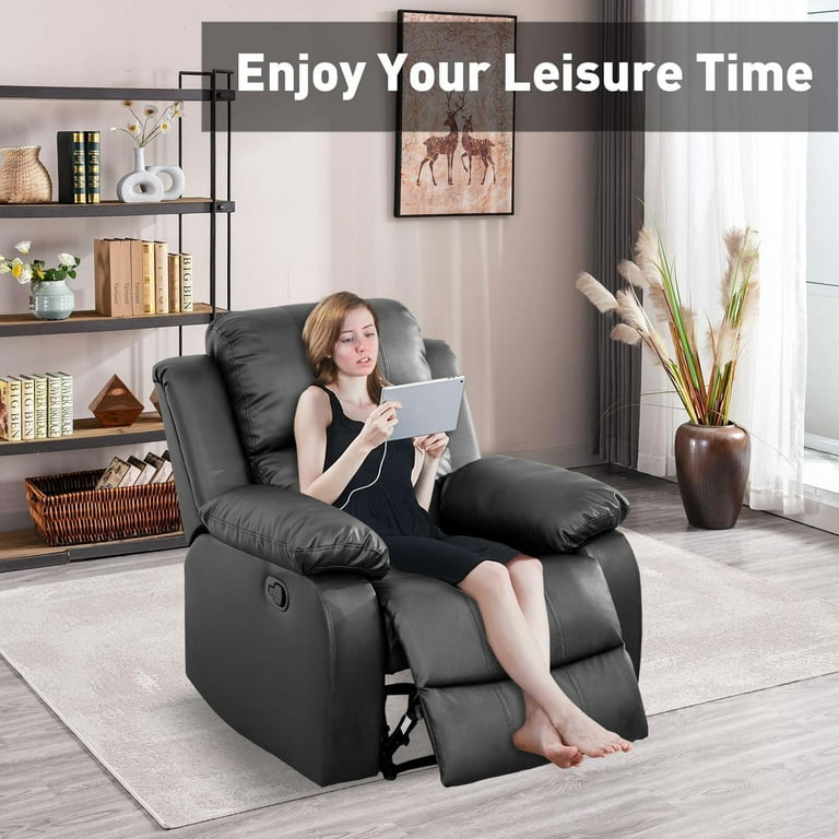 Aukfa Leather Recliner Chair Overstuffed Armchair Single Aukfa Leather Recliner Chair Overstuffed Armchair Single