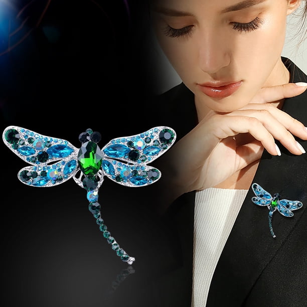 Broches para Mujer Broche de libélulas de cristal Broche de animales para mujer Broche de animales de joyería