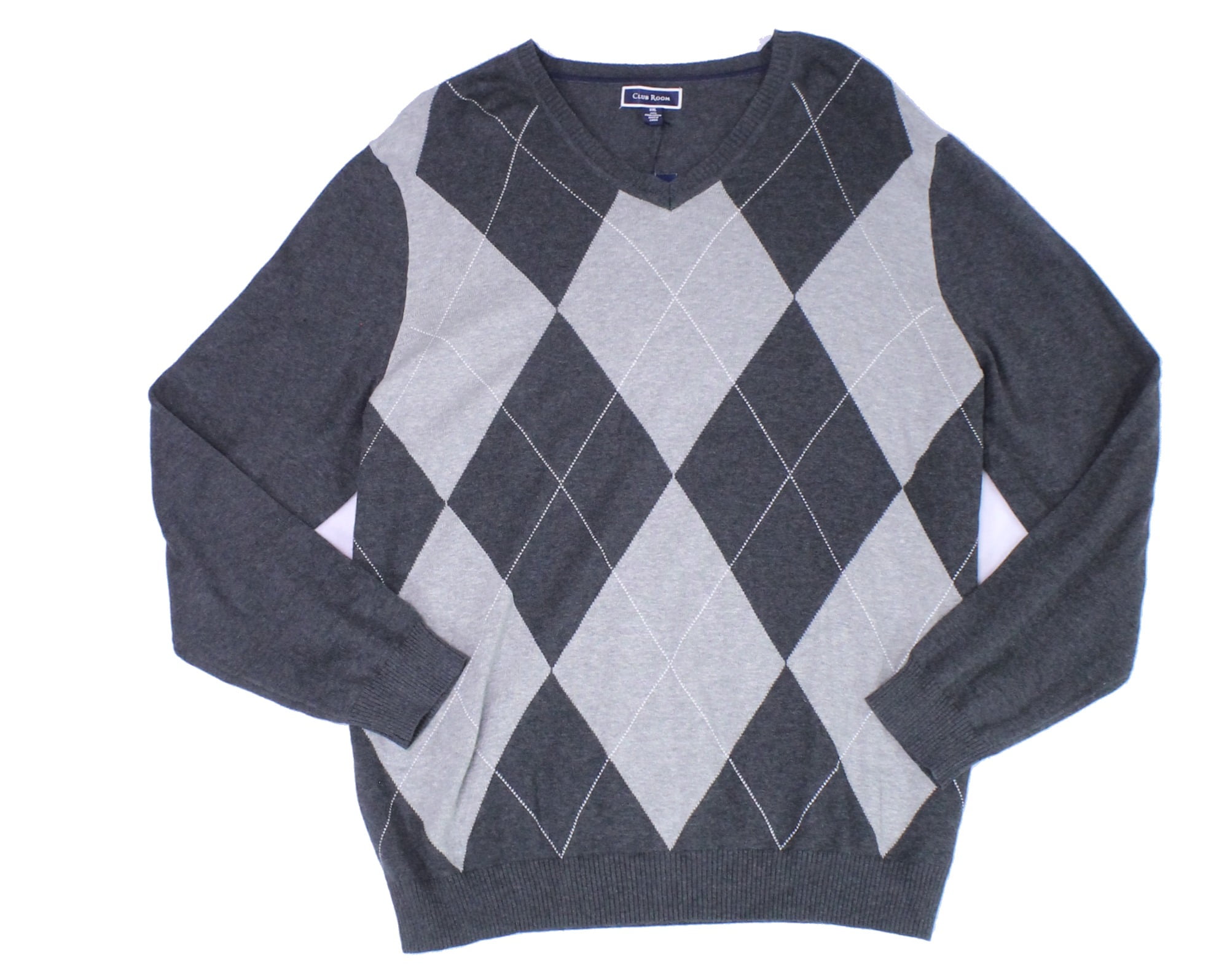 Club Room Sweaters - Mens Sweater V-Neck Argyle Colorblocked Rib-Trim ...