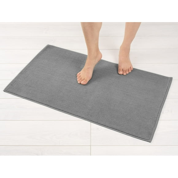Alfombra de baño American Soft Linen 100% algodón, 50 x 85 cm, color gris claro