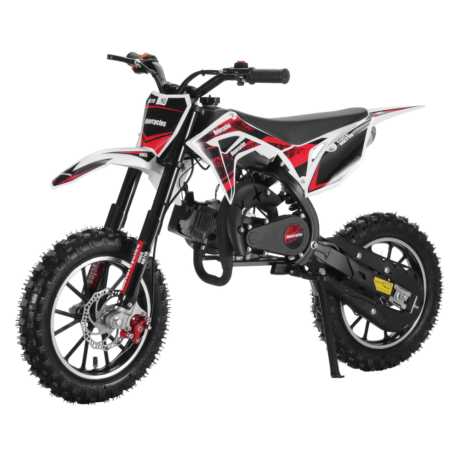 49cc Kids Dirt Bike - Upgraded Off-Road Motorcycle w/Dual Disc Brakes, 10" Tires & Shock Absorbers, Max 40km/h, 150kg Capacity
