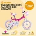 thumbnail image 2 of RoyalBaby Kids Girls Bike Bicycle with Basket Training Wheels 12 Inch Bunny Fuchsia, 2 of 12
