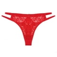 thumbnail image 4 of Elainilye Fashion Lace Panties for Women Low Waist Hollowed Out Briefs Sexy Transparent Lace Underpants Bikini Panties,Red, 4 of 4