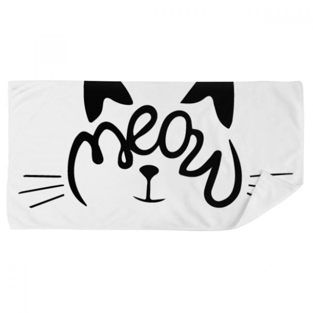 Cat Mewing Quote DIY Design Bath Towel Soft Washcloth Facecloth 35x70cm