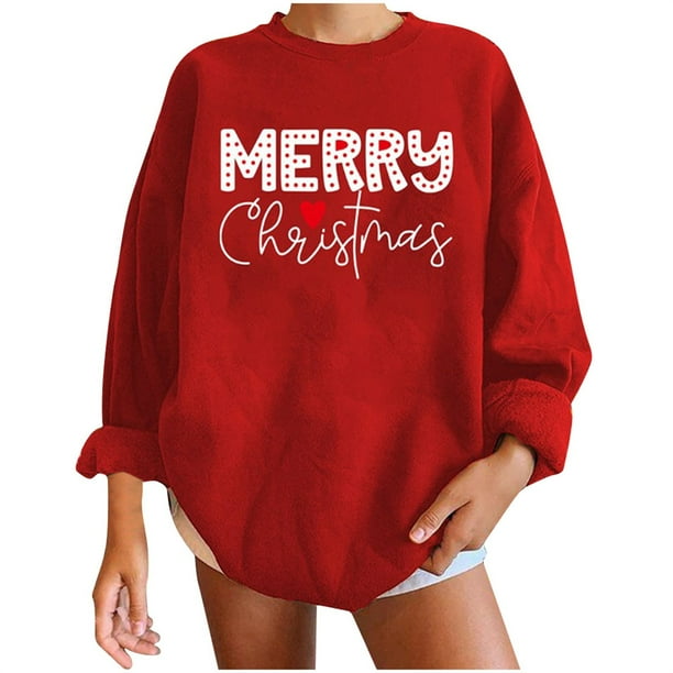 Camiseta de manga larga con cuello redondo para mujer a la moda, blusa holgada de Chirstmas con estampado de otoño, sudadera Fridja FKASFK604
