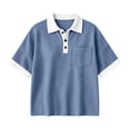 thumbnail image 5 of Josdec Women's Casual Color Block Waffle Knit Polo Shirt Short Sleeve Button Front Top With Pocket for All Seasons S-XXL, 5 of 10