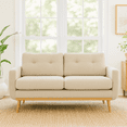 thumbnail image 3 of Homy Casa Mid-Century Modern 2-Seater Sofa for Living Room, Upholstery Couch for Relaxed Chat, Cream, 3 of 9