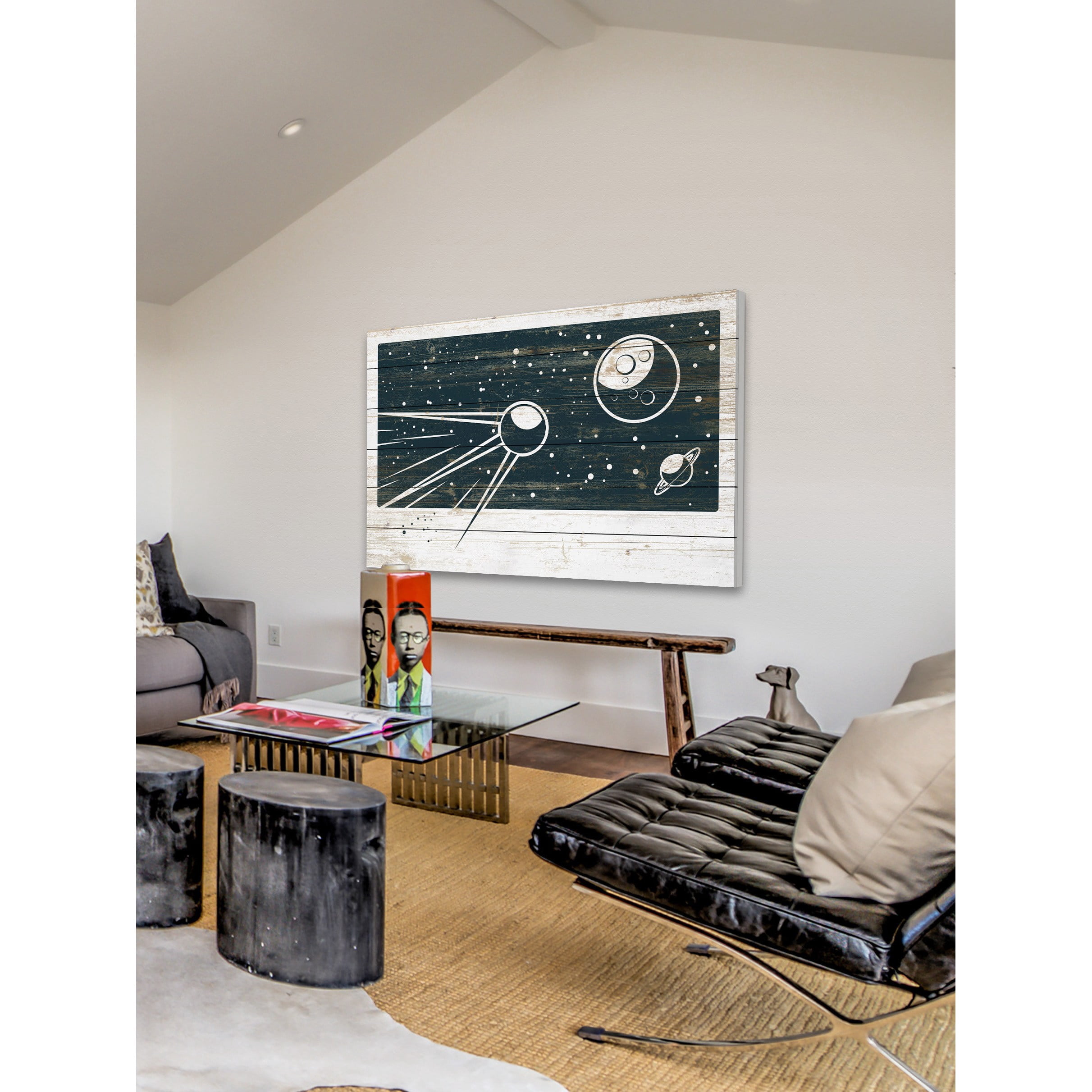 Marmont Hill - "Sputnik's Orbit" Painting Print on White Wood