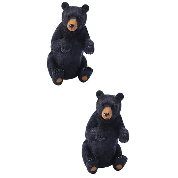 2 Pieces Outdoor Statues Flower Pot Black Bear Pendant Creative Decoration