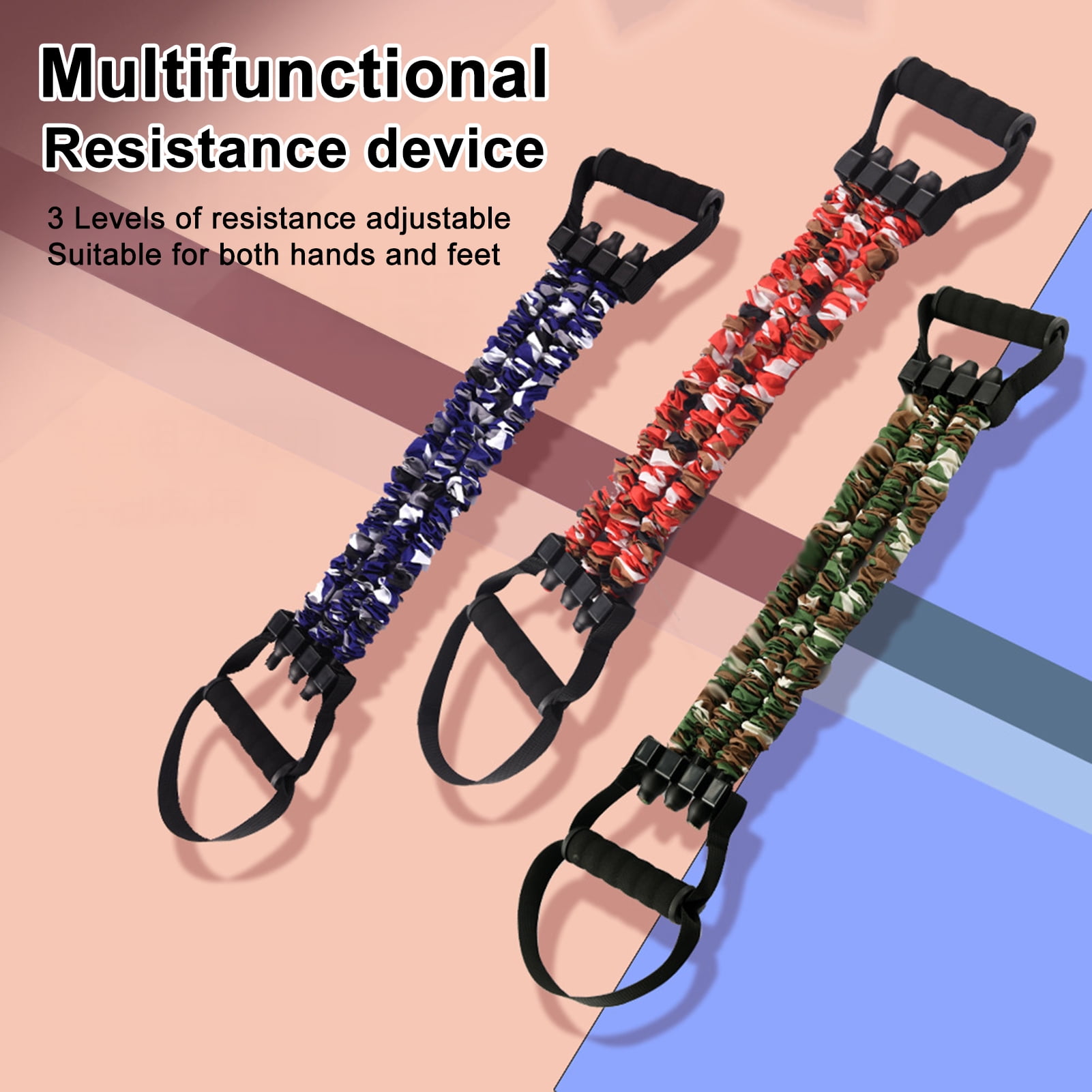 YIFAEUX Adjustable Resistance Band with Detachable 3-Tube Chest Expander Shoulder Stretcher Men Strength Training Fitness Full Body Stretching Band with Handle