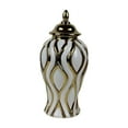 thumbnail image 2 of Jarrón de jengibre de porcelana, jarrón de jengibre de cerámica con tapa, decoración artesanal de porcelana Oro blanco medio, 2 of 9