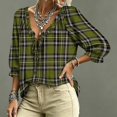 thumbnail image 5 of WCJM V Neck Loose Fit Long Sleeve T Shirts Women 3/4 Sleeve Bohemian Casual Fall Top (Army Green,L), 5 of 5
