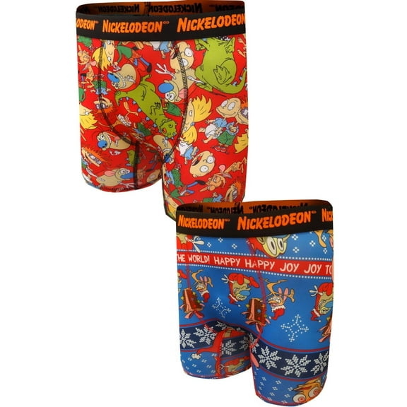 Briefly Stated Mens 2 Pack Nick Rewind Rugrat Christmas Holiday Boxer Briefs Sml