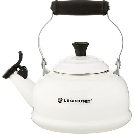 

GUVSOETS Enamel On Steel Whistling Tea Kettle 1.7 qt. White