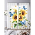thumbnail image 3 of Sheer Curtain Panels Blue Yellow Butterfly Rod Pocket Voile Window Curtains Spring Sunflower Window Treatments Ligh Filtering Privacy Curtain Drapes for Bedroom Living Room 2 Panel Set 84 Inch, 3 of 9