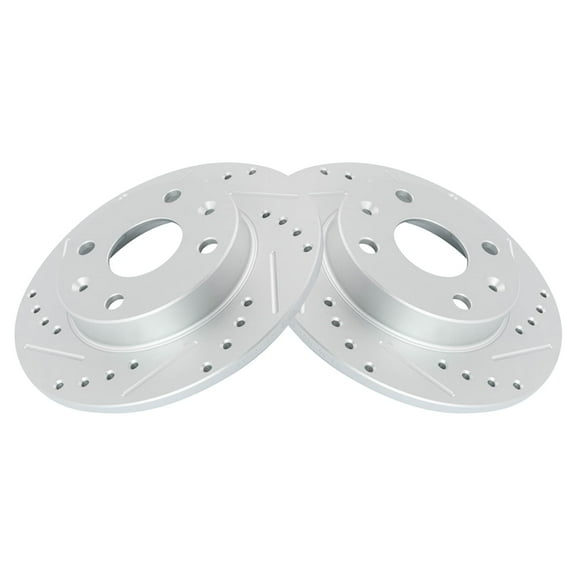 TRQ Rear Performance Brake Rotors Set Premium G-Coated Cross Drilled & Slotted Fits Select 1990-1993 Mazda Miata