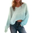 thumbnail image 3 of Women's Lightweight Gradient Knit Sweater, Thin V-Neck Retro Long Sleeve Top, Loose Fit Casual Pullover for Spring and Fall, Breathable Comfortable Daily Wear, Christmas Party Fashion Top Green L, 3 of 5