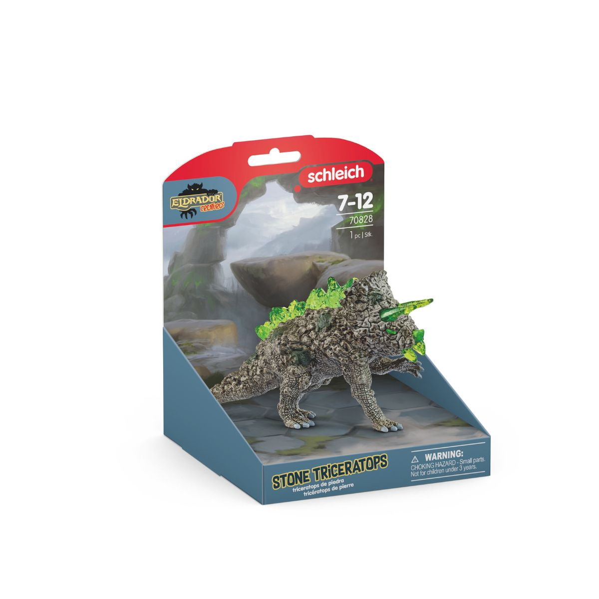 Schleich Eldrador Creatures 7” Stone Triceratops Toy with Crystal Battle Horns