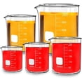 thumbnail image 1 of Vaso de Precipitado, Laboratorio 5PCS, Medidor-Vas Vidrio para Laboratorio, Graduación Impresa a Doble Escala, Griffin Forma Baja con Cristalería Científica, 1 of 6