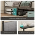 thumbnail image 4 of Full Size Bed with Upholstered Headboard | Bestier Metal Platform Bedframe with LED Lights, USB Charging Station & Storage Shelf, Gray Fabric, 4 of 10