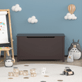 thumbnail image 2 of PAPROOS Toy Box for Boys Girls, Wooden Kids Toy Chest with Storage Bench and Safety Hinged Lid, Modern Toy Storage Organizer for Living Room, Bedroom, Toddler Room, Coffee, 2 of 12