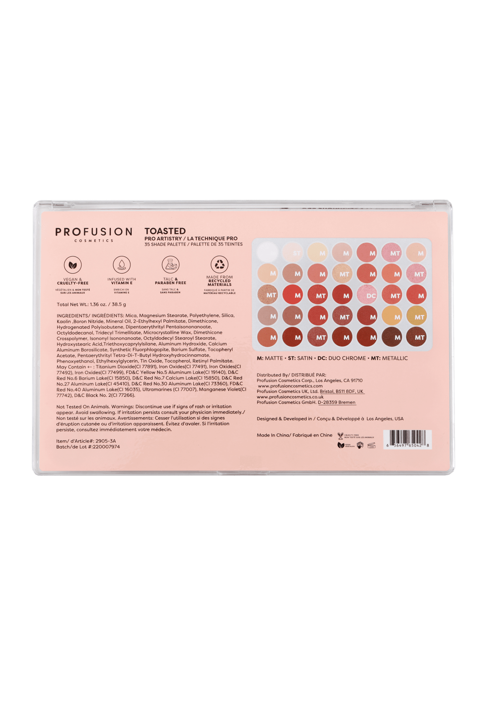 Profusion Cosmetics Pro Aritistry 35 Shade Eyeshadow Palette - Toasted