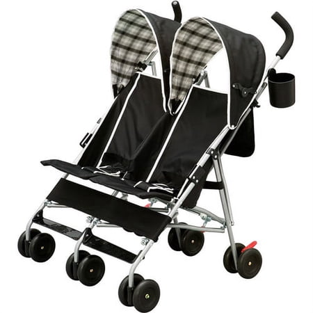 Delta - DX Side by Side Stroller, Black and White Plaid