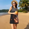 thumbnail image 3 of Fotbe Fiery Black Dragon Attack Vestido de Verano sin Mangas para Mujer – Vestido Midi Línea A, Estilo Camiseta Floral, Vestido Playero Casual y Fluido, 3 of 7